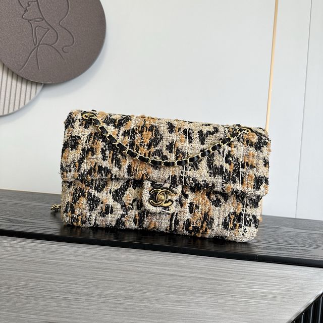CC tweed maxi flap bag AS6281 black&beige