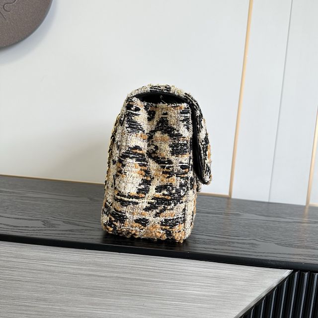 CC tweed maxi flap bag AS6281 black&beige
