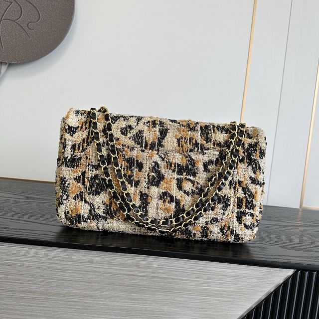 CC tweed maxi flap bag AS6281 black&beige