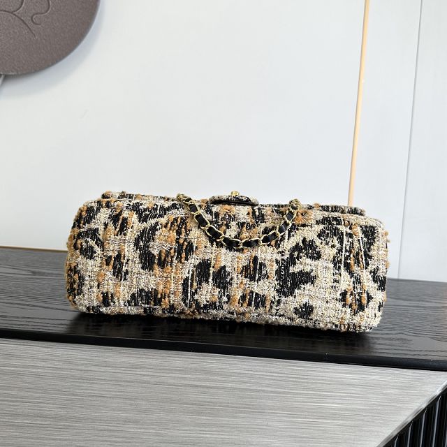 CC tweed maxi flap bag AS6281 black&beige