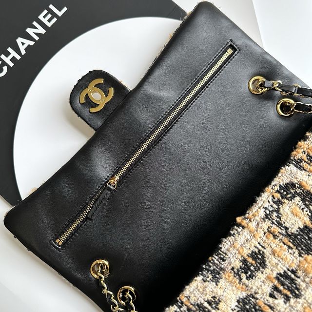 CC tweed maxi flap bag AS6281 black&beige