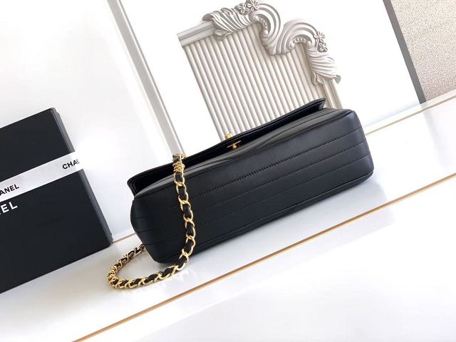 CC lambskin medium flap bag AS6497 black 