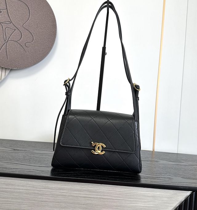 CC lambskin small flap bag AS6489 black