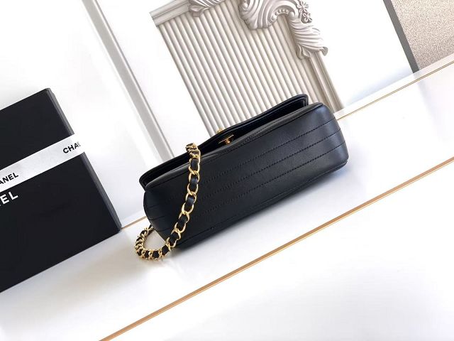 CC lambskin small flap bag AS6498 black