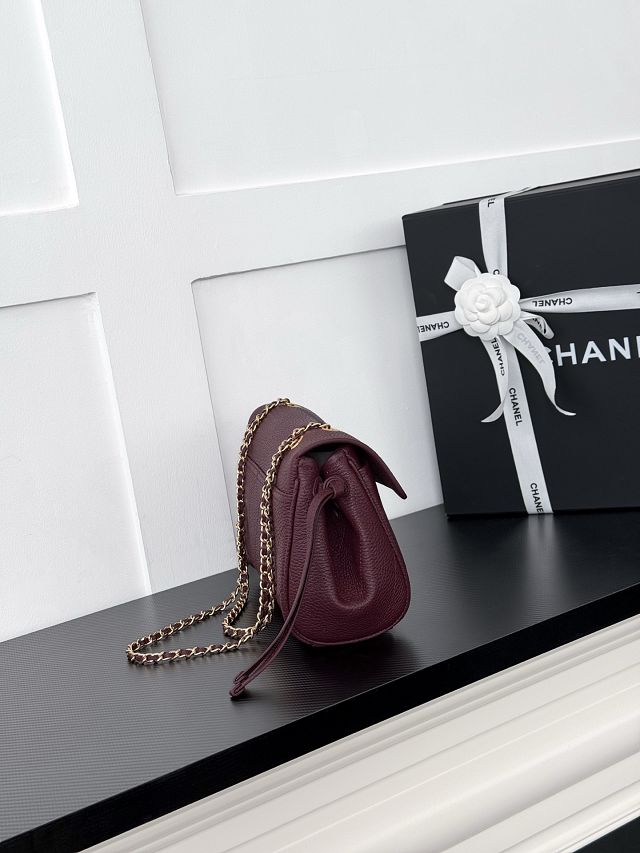 CC grained calfskin small tote bag AS6427 bordeaux