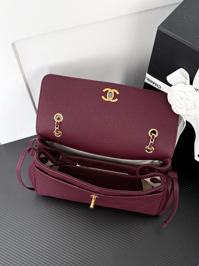 CC grained calfskin small tote bag AS6427 bordeaux