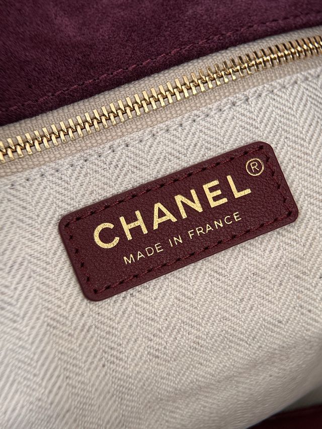 CC suede calfskin large shopping bag AS6475 burgundy