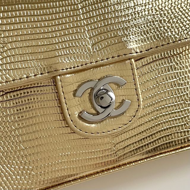 CC lizard calfskin small flap bag AS6340 gold