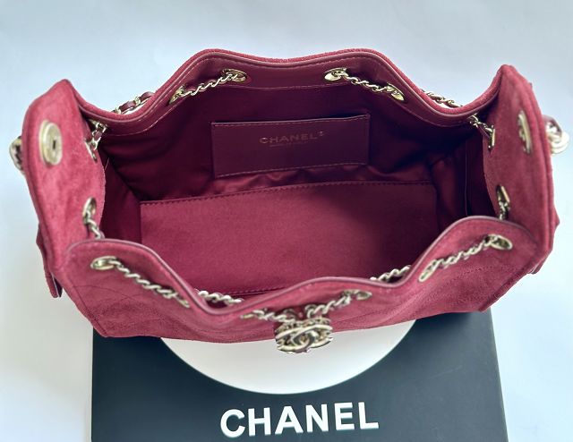 CC suede calfskin 25 mini handbag AS5631 wine