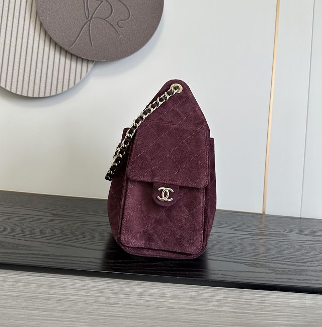 CC suede calfskin 25 small handbag AS5293 burgundy