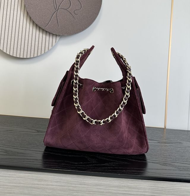 CC suede calfskin 25 small handbag AS5293 burgundy