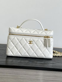 CC grained calfskin small vanity with chain AP5346 white