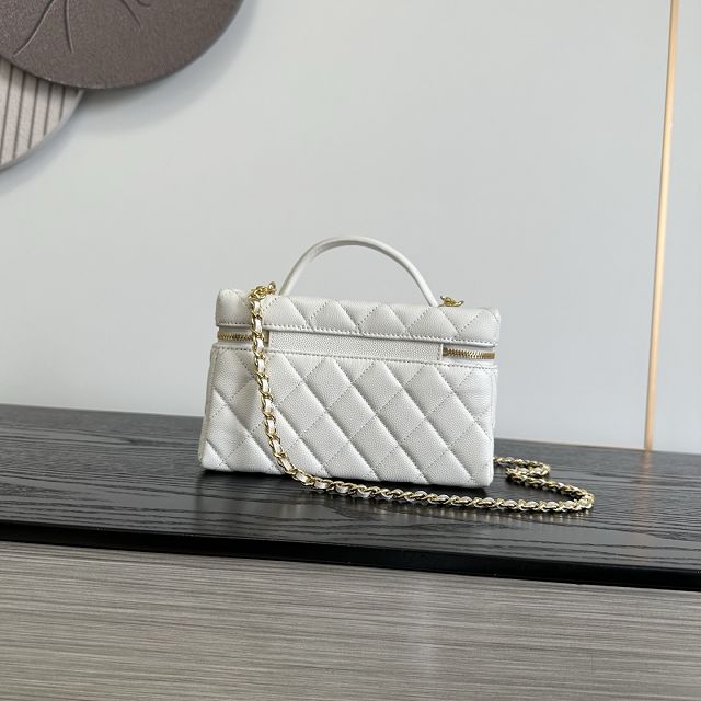 CC grained calfskin small vanity with chain AP5346 white