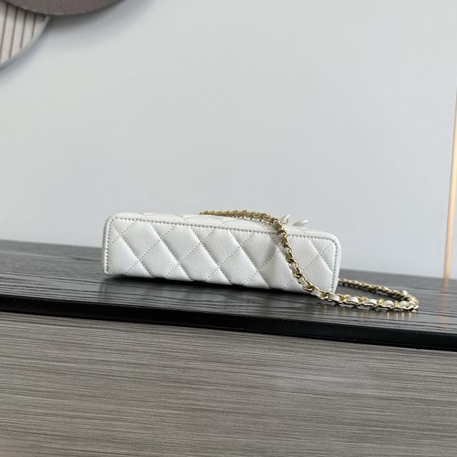 CC grained calfskin small vanity with chain AP5346 white