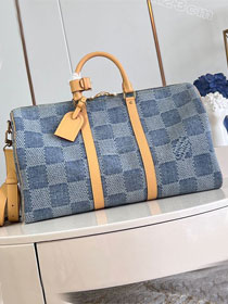 Louis vuitton original denim keepall 50 N40739 blue