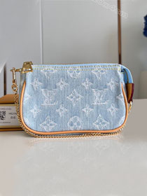 Louis vuitton original denim mini pochette M82960 light blue