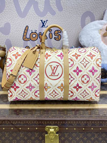 Louis vuitton original monogram canvas keepall 45 M11251 coral	