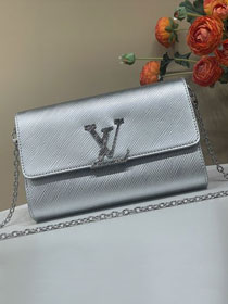 Louis vuitton original epi leather louise pochette M23756 silver