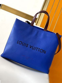 Louis vuitton origianl calfskin shopper bag m24457 blue