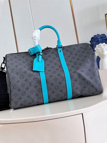 Louis vuitton original monogram eclipse keepall 45 M46703 blue