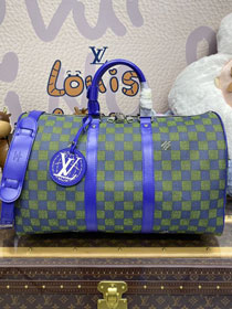 Louis vuitton original damier graphite keepall 45 N41418 blue&green