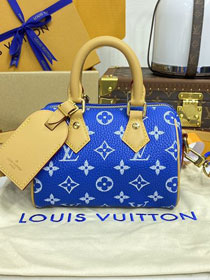 Louis vuitton original soft calfskin nano speedy 18 M24419 blue