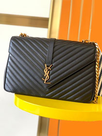 YSL original lambskin college large bag 392738 black