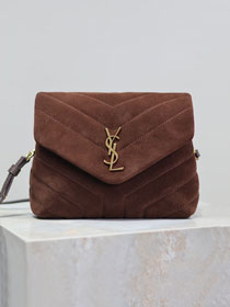 YSL original suede calfskin loulou mini bag 467072 dark brown