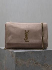 YSL original suede calfskin reversible medium kate bag 553804 rose beige