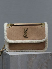 YSL original shearling medium niki bag 633158 beige