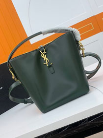 YSL original calfskin small le 37 bucket bag 749036 dark green