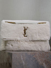 YSL original rabbit hair jumbo niki bag 755857 white