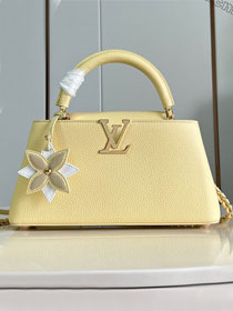 Louis vuitton original calfskin capucines east west MM M24666 yellow