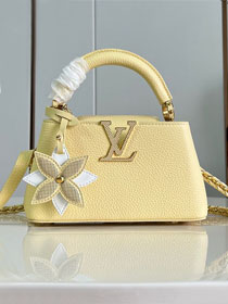 Louis vuitton original calfskin capucines east west mini M24671 yellow