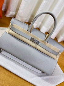 Hermes handmade original calfskin birkin 42 shoulder bag BK0058 grey pearl 