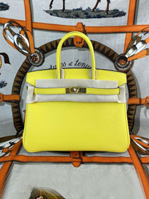 Hermes original epsom leather birkin 25 bag H25-3 jaune de naples