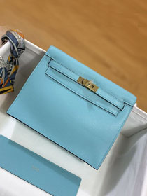 Hermes original evercolor leather kelly danse bag KD022 blue atoll 