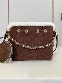 Louis vuitton original suede mahina leather bella bucket bag M26684 dark brown