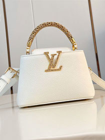 Louis vuitton original calfskin capucines mini handbag M13737 white