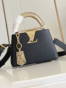 Louis vuitton original calfskin capucines mini handbag N85517 black