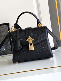 Louis vuitton original ostrich calfskin rose des vents mini handbag m86011 black