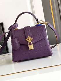Louis vuitton original ostrich calfskin rose des vents mini handbag m86011 purple