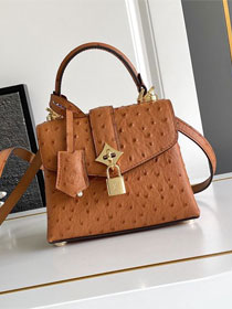 Louis vuitton original ostrich calfskin rose des vents mini handbag m86011 tan