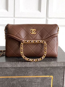 CC original calfskin small handbag AS5895 dark brown