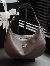 CC grained calfskin hobo handbag AS6570 dark brown