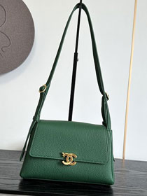 CC grained calfskin small flap bag AS6489 green