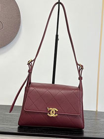 CC lambskin small flap bag AS6489 bordeaux