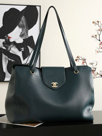 CC grained calfskin large shopping bag AS6245 dark green