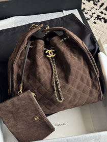 CC suede calfskin 25 medium handbag AS5311 dark brown